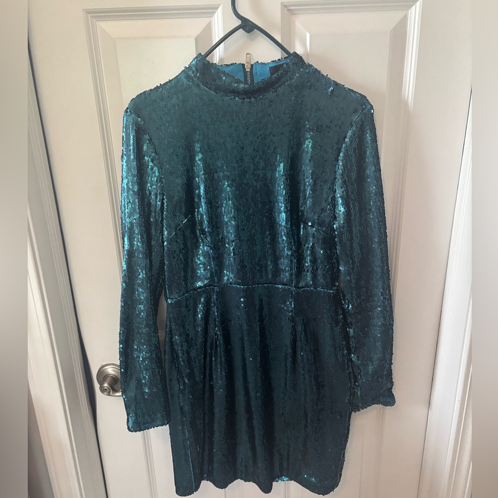 Missguided Teal Sequin Mini Dress